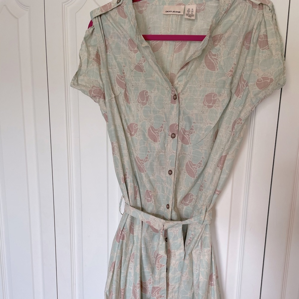 DKNY Jeans Sparkley tie waist shirt dress